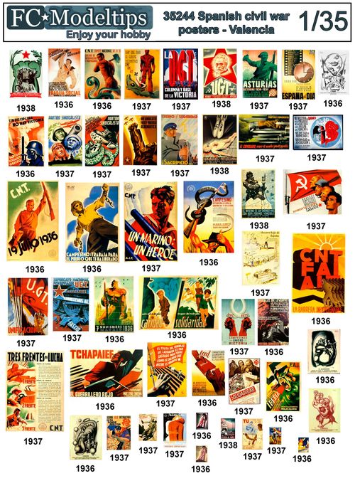 35244 Spanish civil war posters, Valencia. 1/35 scale decals