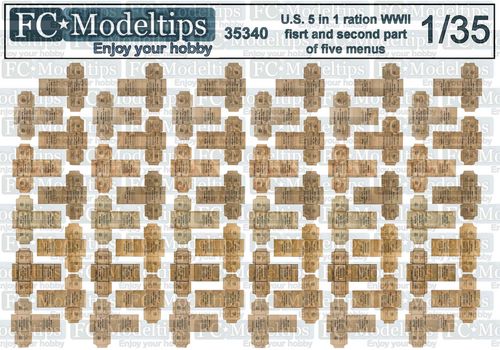 35340 5 in 1 ration boxes, US army WWII, 1/35 scale