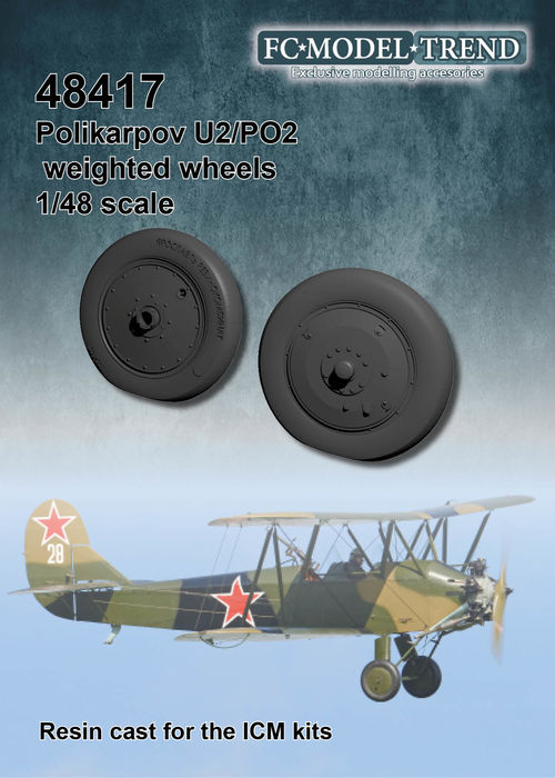 48417 Polikarpov U2 weighted wheels, 1/48 scale for the ICM kit