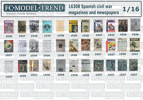16408 Spanish civil war magazines and newspapers, 1/16 scale
