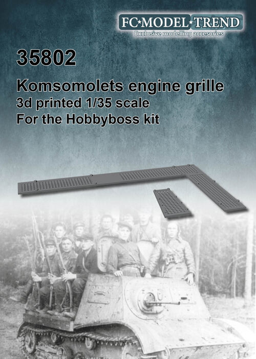 35802 Komsomolets, engine cover grilles, 1/35 scale