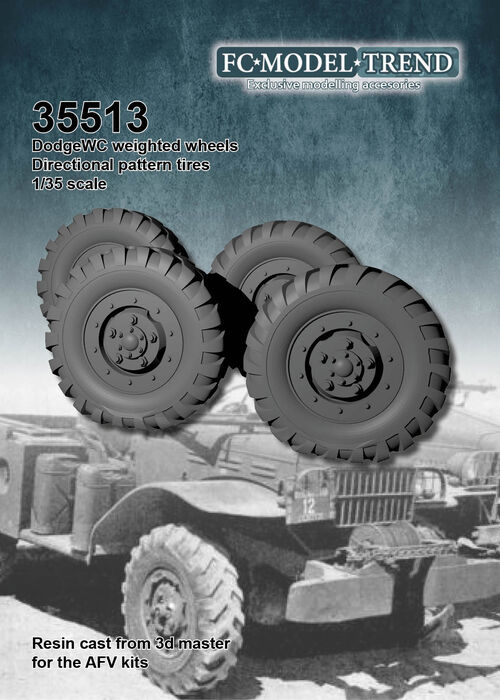 35513 Dodge WC directional tire wheels, 1/35 scale