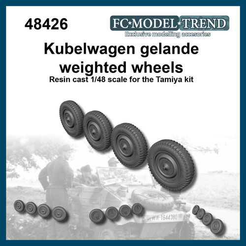 48426 Weighted wheels for Kubelwagen, 1/48 scale.