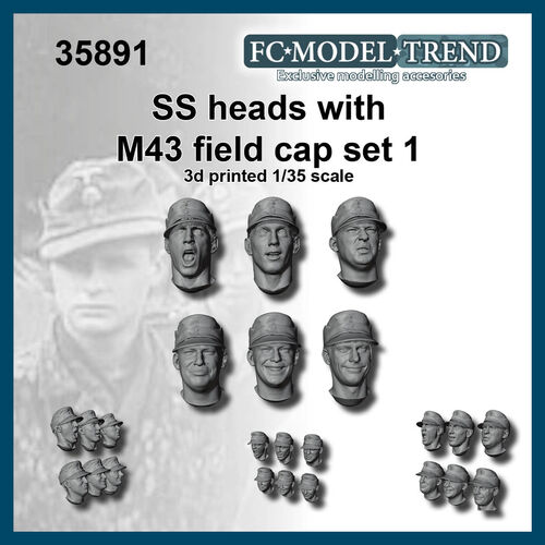 35891 Cabezas SS con gorra M-43, set 1. Escala 1/35.