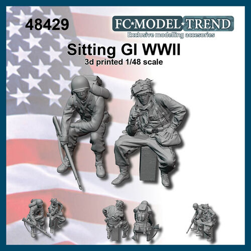 48429 Soldados USA WWII sentados, escala 1/48.