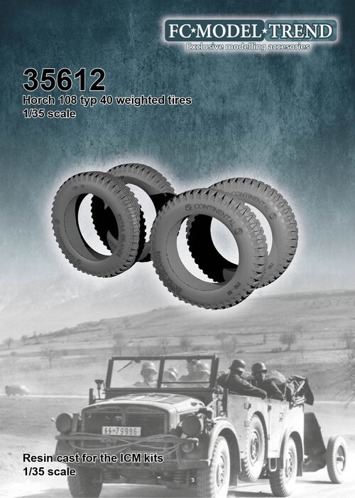 35612 Horch 108 Typ 40 weighted wheels, 1/35 scale.