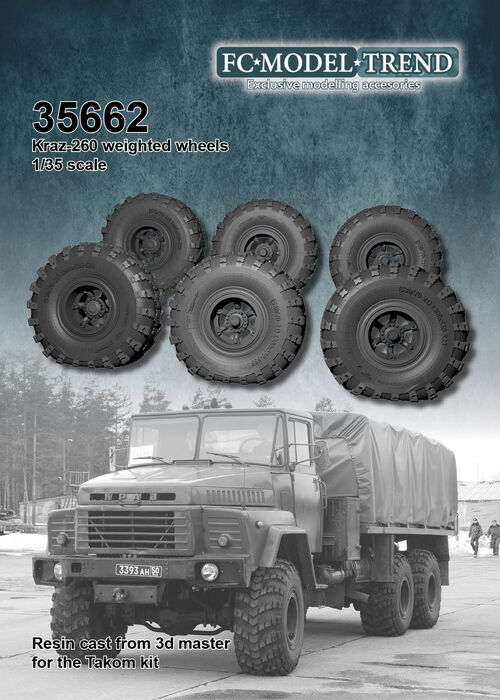 35662 Kraz 260 weighted wheels, 1/35 scale.