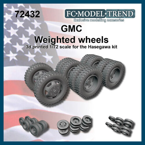 72432 GMC 2,5 ton truck, weighted wheels, 1/72 scale.