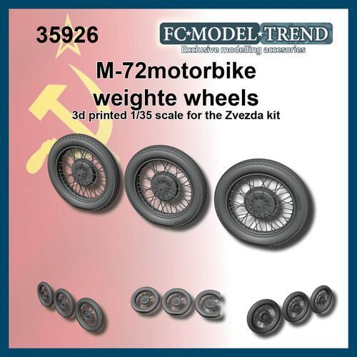 35926 M-72 motorcicle, weighted wheels, 1/35 scale.