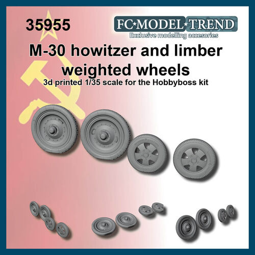 35955 M-30 Howitzer and limber weighted wheels, 1/35 scale.