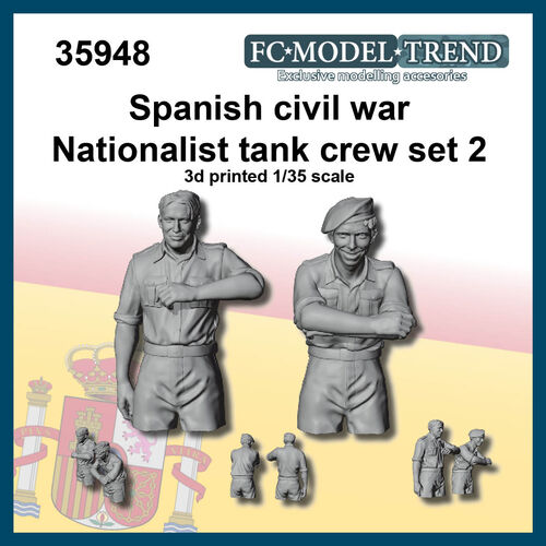35948 Spanish civil war national tank crew, set 2, 1/35 scale.