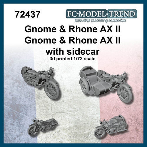 72437 Gnome & Rhone XA II, escala 1/72. Incluye dos motos, una con sidecar.