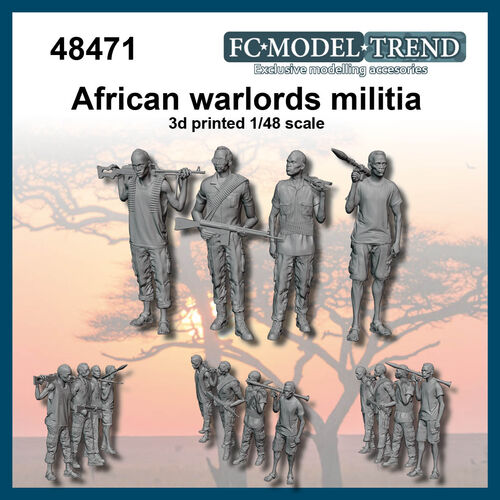 48471 African warlords militia, 1/48 scale.