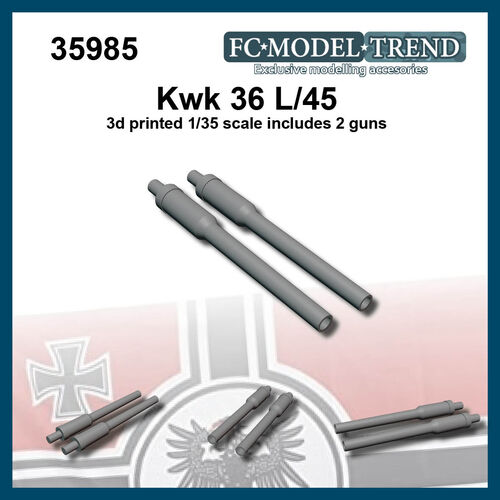 35985 KwK36 L/45 gun barrel, 2 units, 1/35 scale.