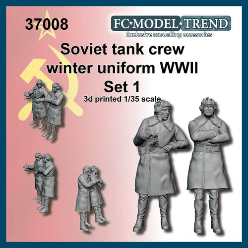 37008 Tripulacin de tanque sovitica con uniforme de invierno WWII, set 1. Escala 1/35.