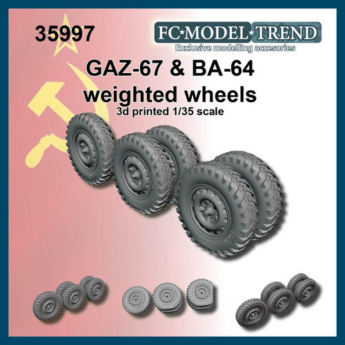 35997 BA-64 weighted wheels. 1/35 scale.
