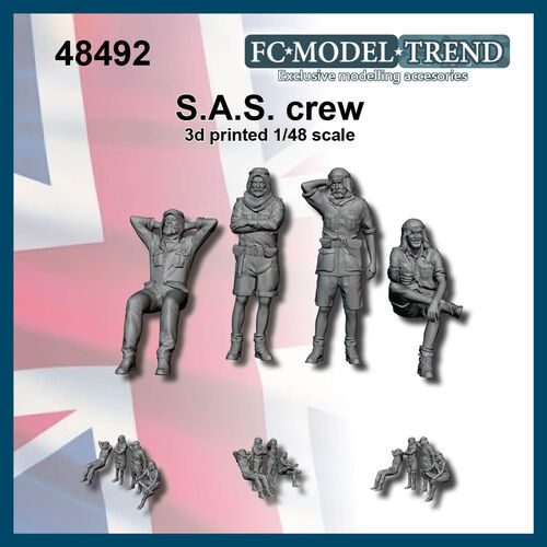 48492 S.A.S. WWII jeep crew. 1/48 scale.