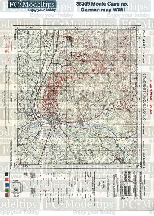 Self adhesive base, German map of Monte Cassino WWII