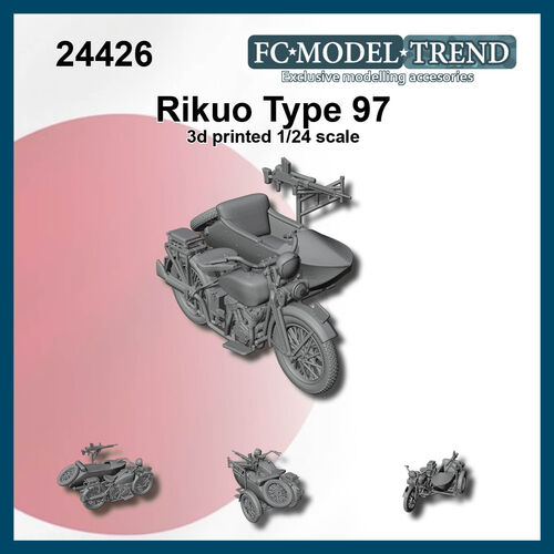 24426 Rikuo Type 97, japanese motorcycle with sidecar. 1/24 scale.