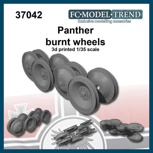 37042 Panther burnt wheels, 1/35 scale.