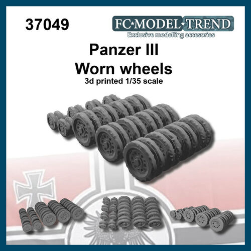 37049 Panzer III worn wheels. 1/35 scale.