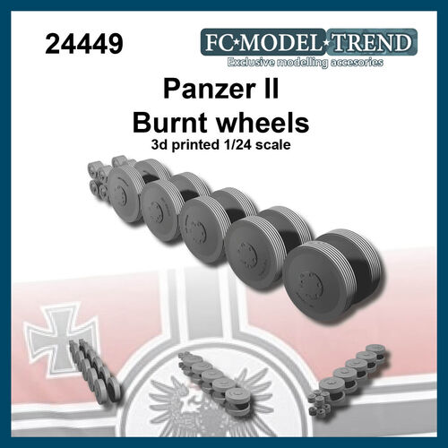 24449 Panzer II burnt wheels, 1/24 scale.