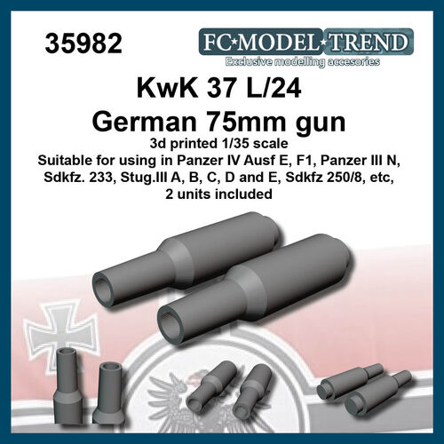 35982 Kwk 37 L/24 gun, 1/35 scale.