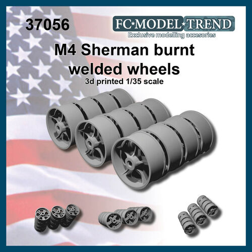 37056 M4 Sherman early burnt wheels. 1/35 scale.