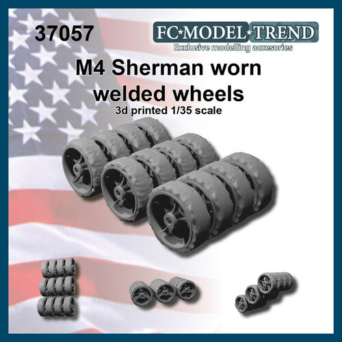 37057 M4 Sherman early worn wheels. 1/35 scale.
