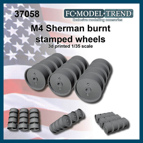 37058 M4 Sherman burnt stamped wheels. 1/35 scale.