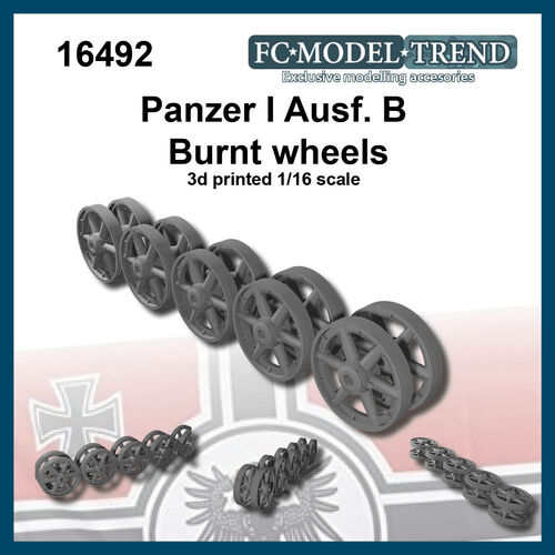 16492 Panzer I Ausf. B burnt wheels, 1/16 scale.