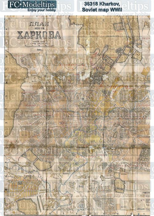 36318 Base Mapa sovitico de Jarkov, WWII, en papel adhesivo