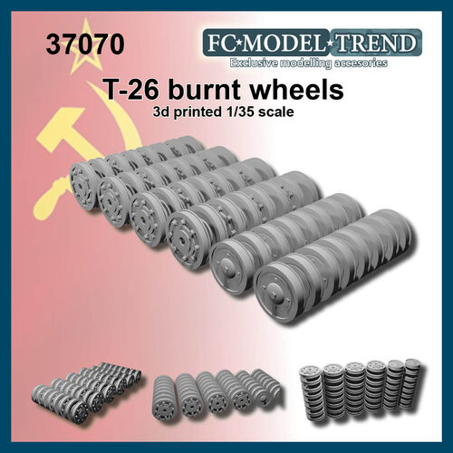 37070 Burnt wheels for T-26 and variants, 1/35 scale.