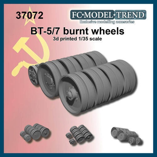 37072 Burnt wheels for BT-5, 1/35 scale.