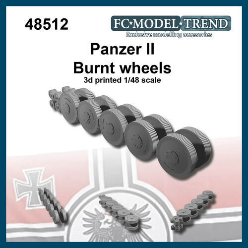 48512 Panzer II burnt wheels, 1/48 scale.