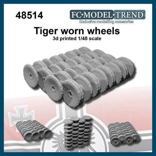 48514 Tiger worn wheels, 1/48 scale.