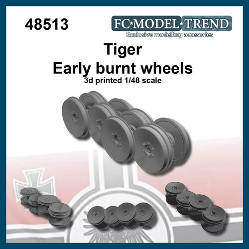 48513 Tiger burnt wheels, 1/48 scale.
