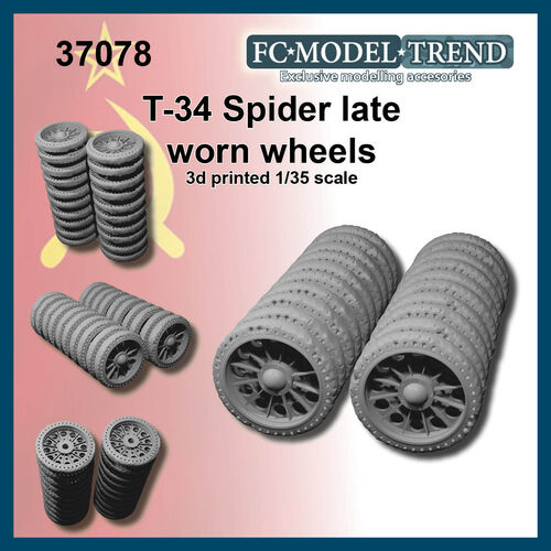 37078 T-34 Late spider worn wheels, 1/35 scale.