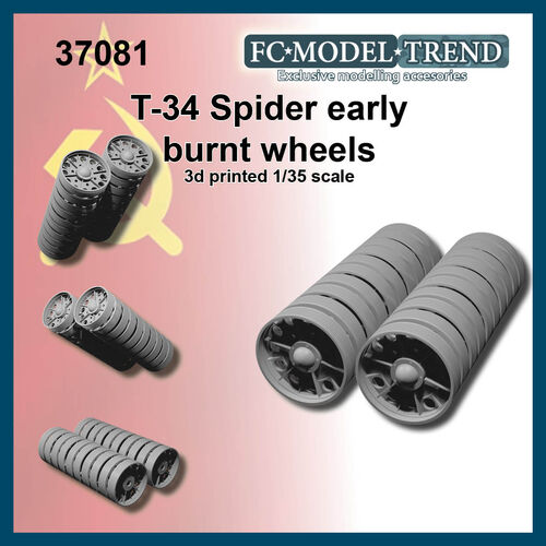 37081 T-34 Early spider burnt wheels. 1/35 scale.