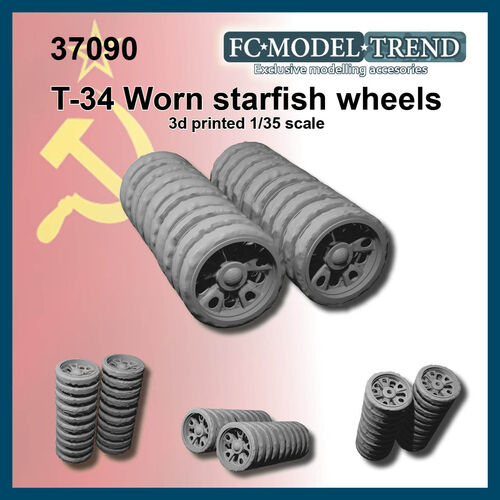 37090 T-34 "starfish" worn wheels, 1/35 scale.