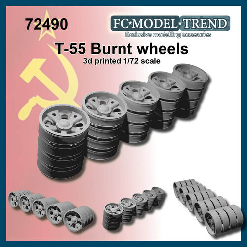 72490 T-55 burnt wheels, 1/72 scale.