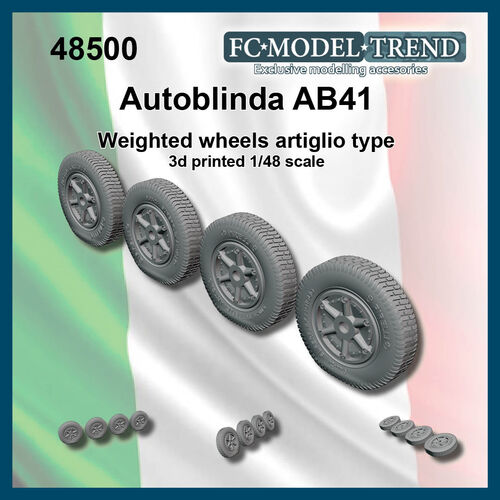 48500 Autoblinda AB41 "Artiglio" weighted wheels, 1/48 scale.