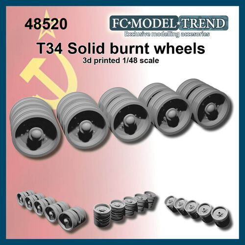 48520 T-34 burnt solid wheels. 1/48 scale.