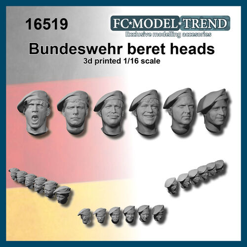 16519 Bundeswehr, beret heads, 1/16 scale.