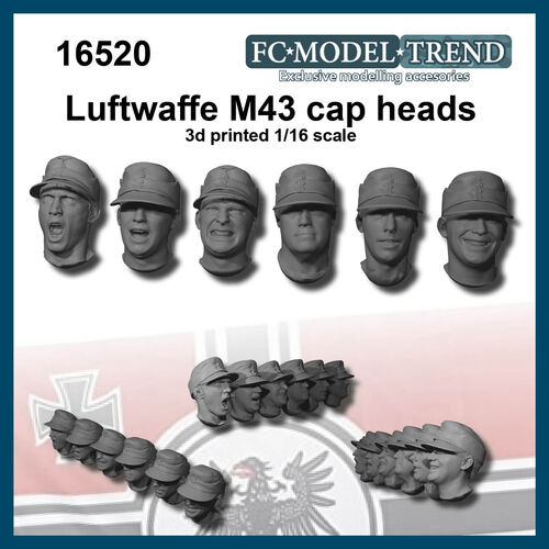 16520 Cabezas Luftwaffe con gorra M43. Escala 1/16.