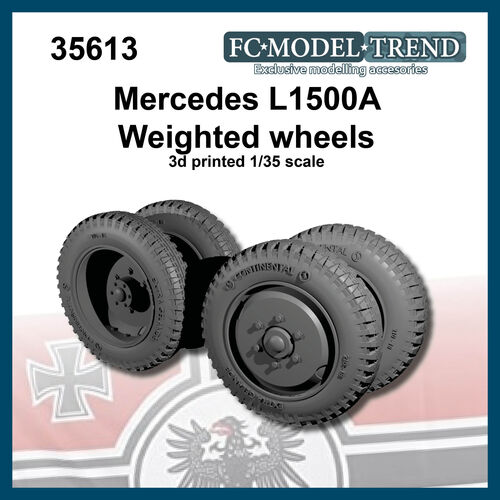35613 Mercedes L1500A weighted wheels, 1/35 scale.