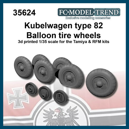 35624 Ruedas baln con peso para Kubelwagen y Volkswagen, escala 1/35