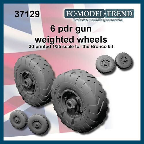 37129 6pdr gun weighted wheels, 1/35 scale.