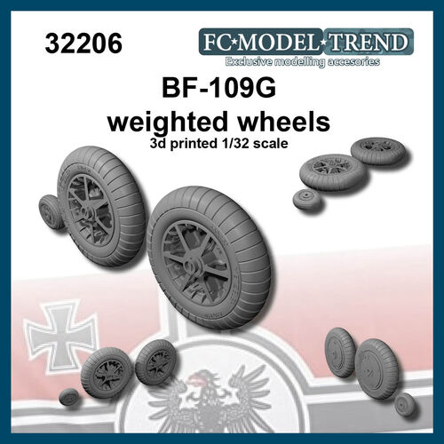 32206 BF-109G weighted wheels, 1/32 scale.