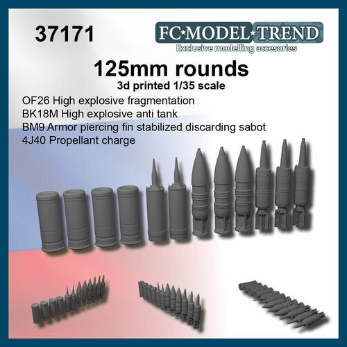 37171 125mm rounds, 1/35 scale.